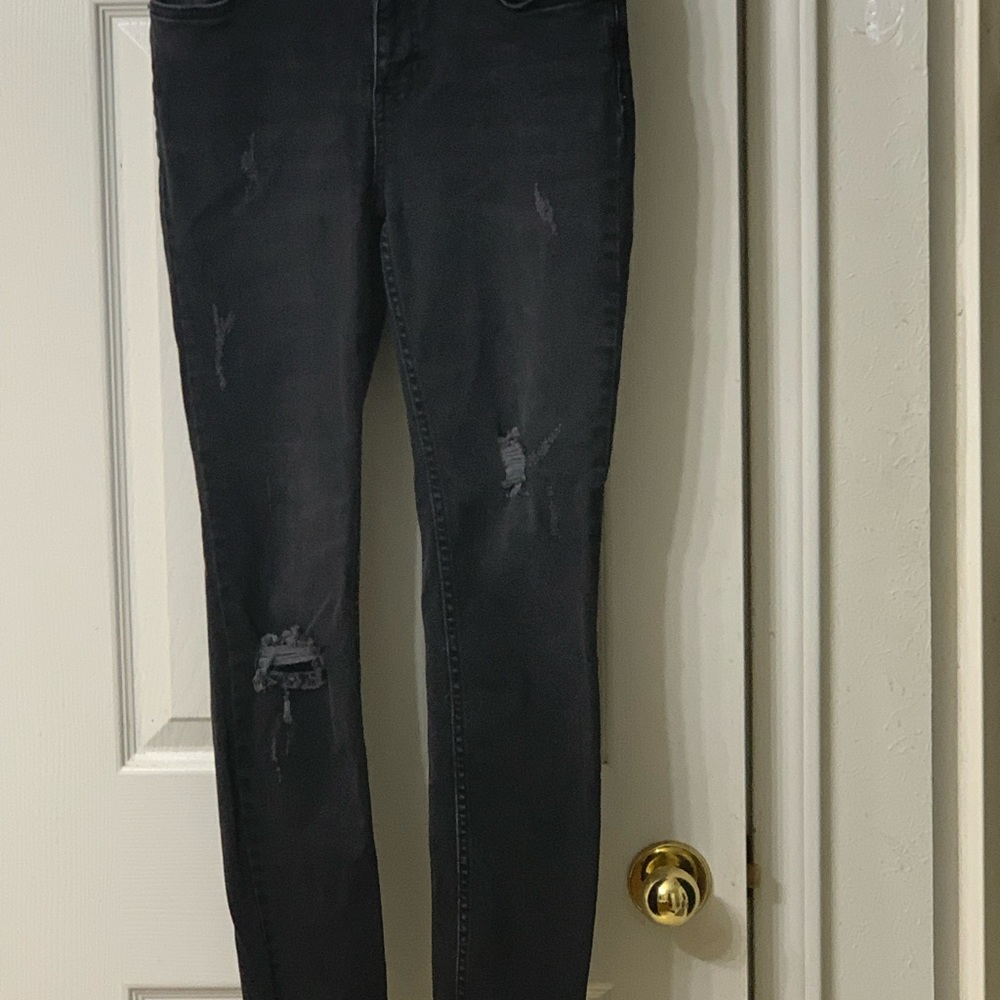 Free People FP Womens Size 36 Black Distressed Jeans Raw Hem 61502-16515125